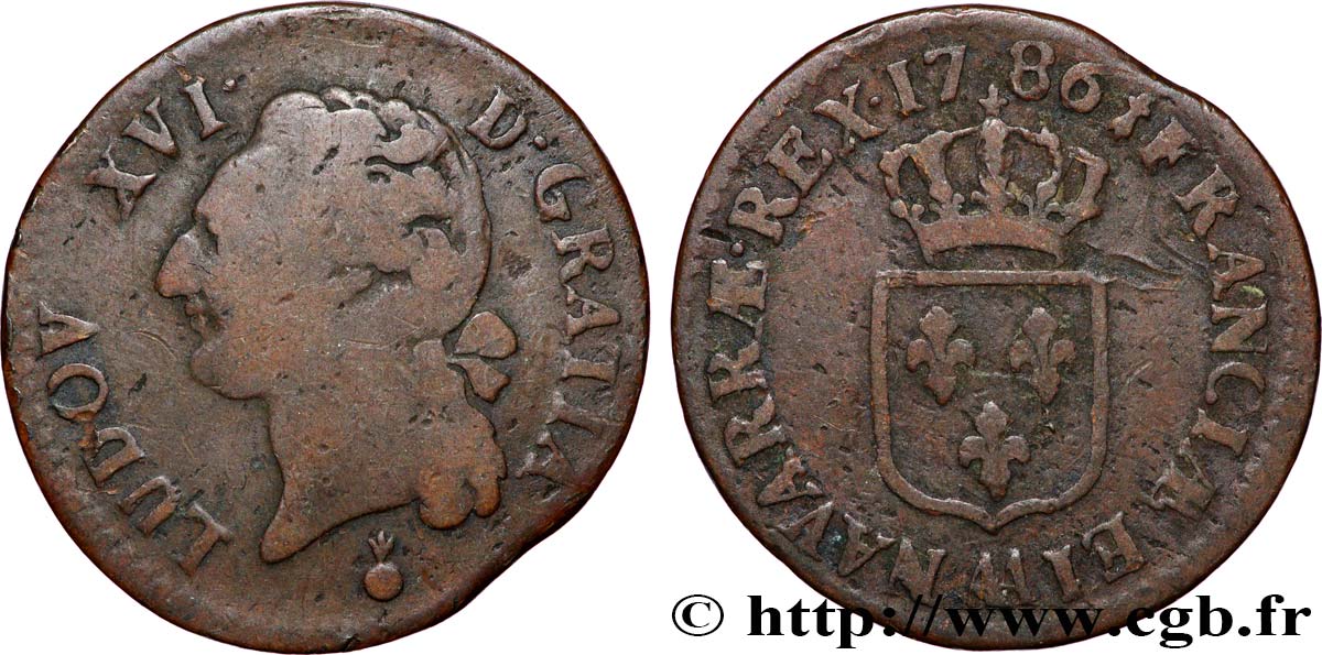 LOUIS XVI Demi-sol dit &nbsp;à l&nbsp;écu&nbsp; 1786 Metz VF