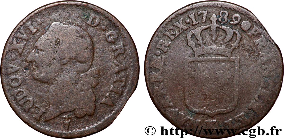 LOUIS XVI Sol dit &nbsp;à l&nbsp;écu&nbsp; 1789 Bordeaux fS