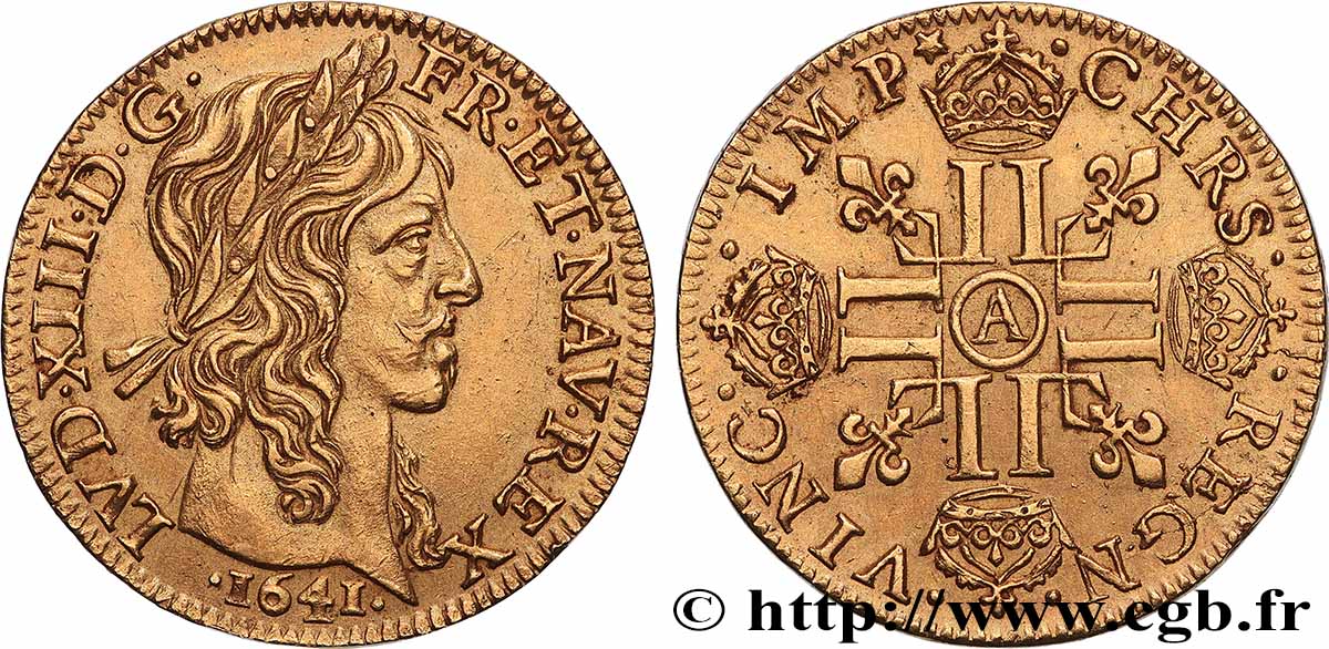 LOUIS XIII LE JUSTE Louis d&nbsp;or aux huit L (effigie de Jean Warin) 1641 Paris, Monnaie du Louvre SUP