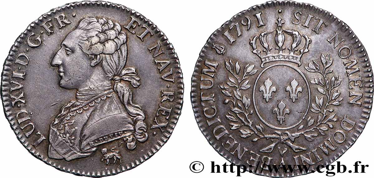 LOUIS XVI Demi-écu aux branches d&nbsp;olivier 1791 Paris SUP