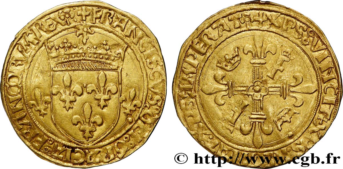 FRANCOIS I Écu d&nbsp;or au soleil, 4e type s.m. Lyon q.SPL