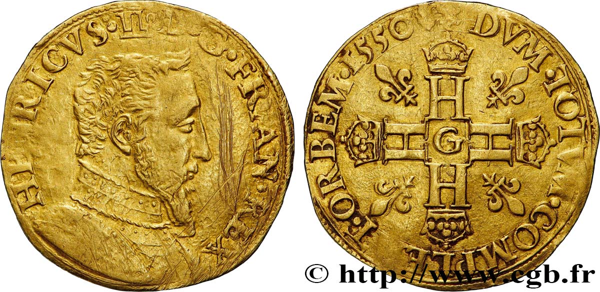 HENRY II Double henri d&nbsp;or, 2e type 1550 Poitiers XF
