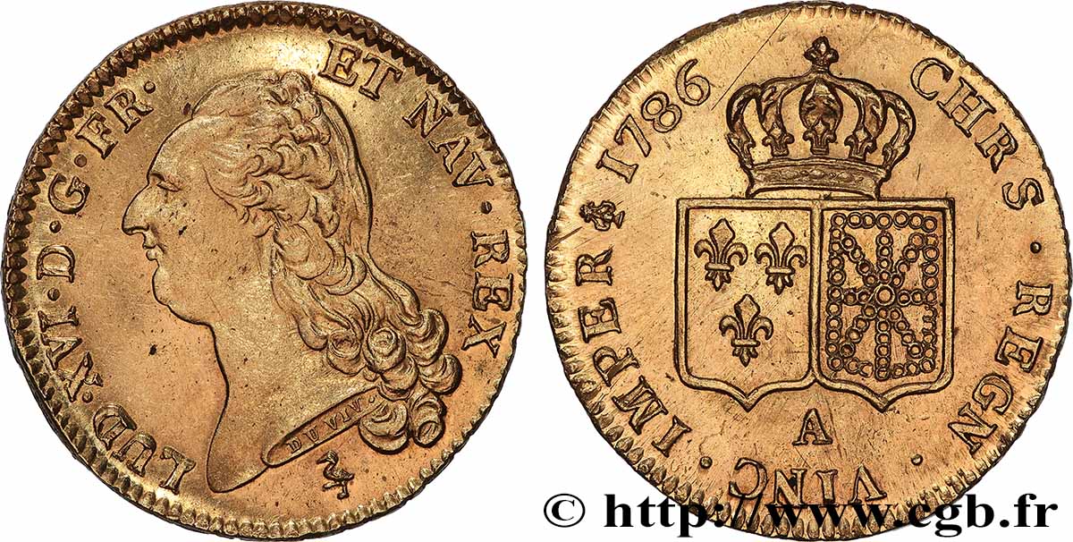 LOUIS XVI Double louis d’or aux écus accolés 1786 Paris SPL