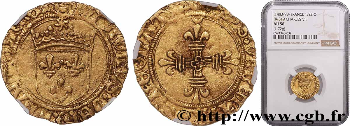 CHARLES VIII Demi-écu d&nbsp;or au soleil s.m. Bordeaux SPL58
