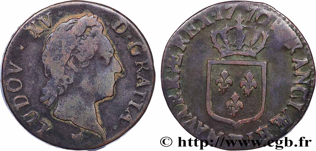 LOUIS XV DIT LE BIEN AIMÉ Demi-sol dit “à la vieille tête” 1770 Strasbourg TB