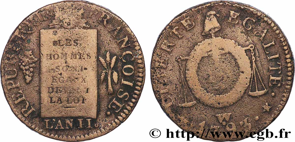 LA CONVENTION 1 sol dit &nbsp;à la table de loi&nbsp; 1793 Arras TB+