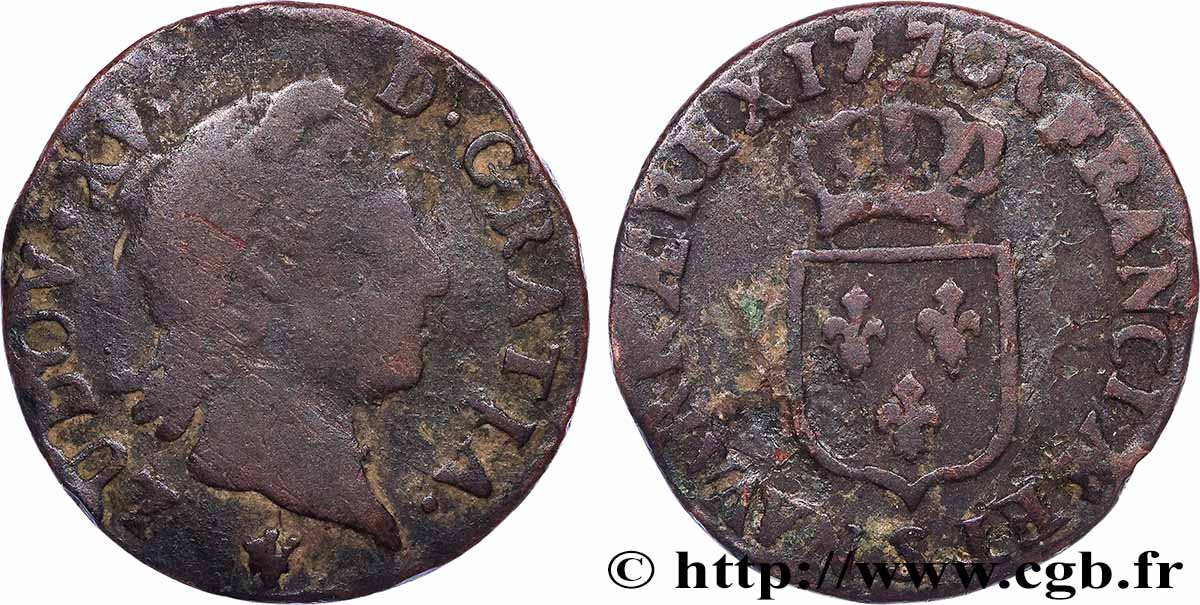 LOUIS XV DIT LE BIEN AIMÉ Demi-sol dit “à la vieille tête” 1770 Reims TB