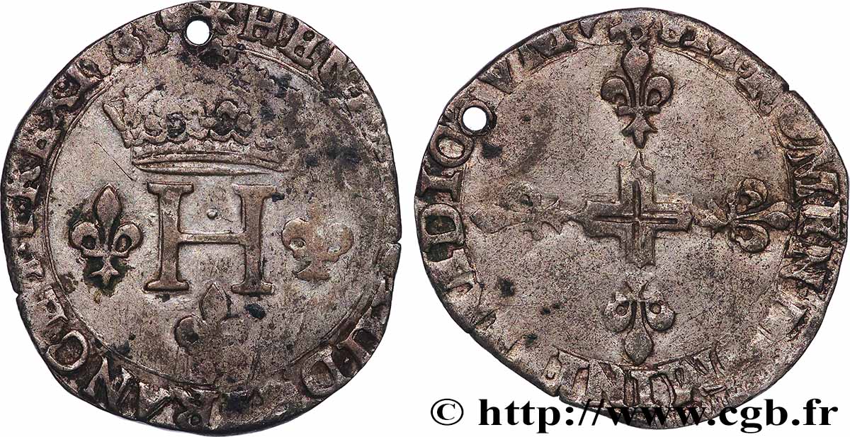 HENRY III Double sol parisis, 2e type 1583 Aix-en-Provence VF