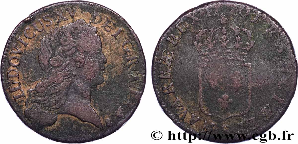 LOUIS XV DIT LE BIEN AIMÉ Sol au buste enfantin 1720 Reims TB+