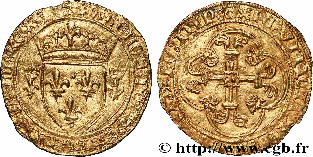 CHARLES VII &nbsp;THE WELL SERVED&nbsp; Écu d&nbsp;or à la couronne ou écu neuf s.m. Saint-Pourçain fVZ