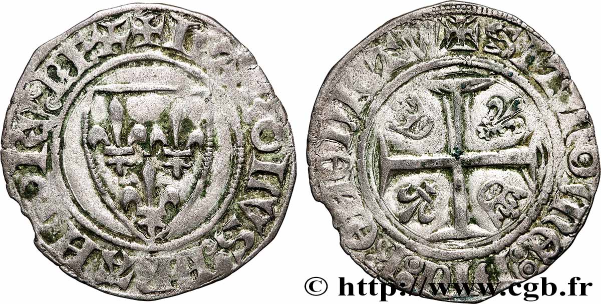 CHARLES VI &nbsp;THE MAD&nbsp; OR &nbsp;THE WELL-BELOVED&nbsp; Blanc dit &nbsp;guénar&nbsp; n.d. s.l. q.BB