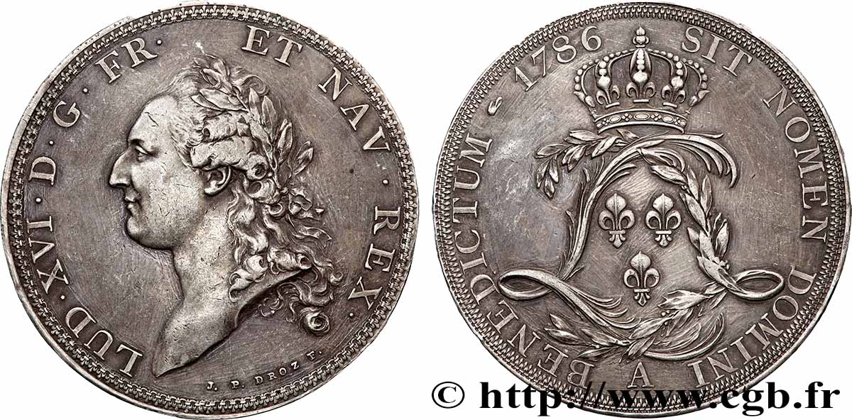 LOUIS XVI Écu dit &nbsp;de Calonne&nbsp;, essai original à six pans de virole 1786 Paris TTB+/SUP