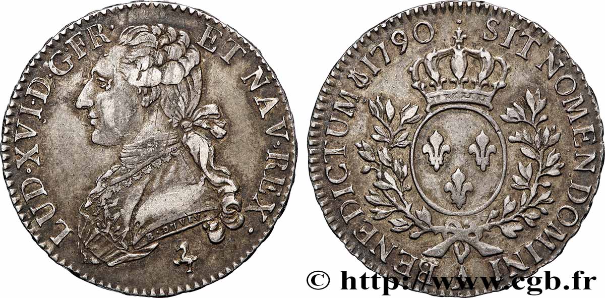 LOUIS XVI Demi-écu aux branches d&nbsp;olivier 1790 Paris TTB
