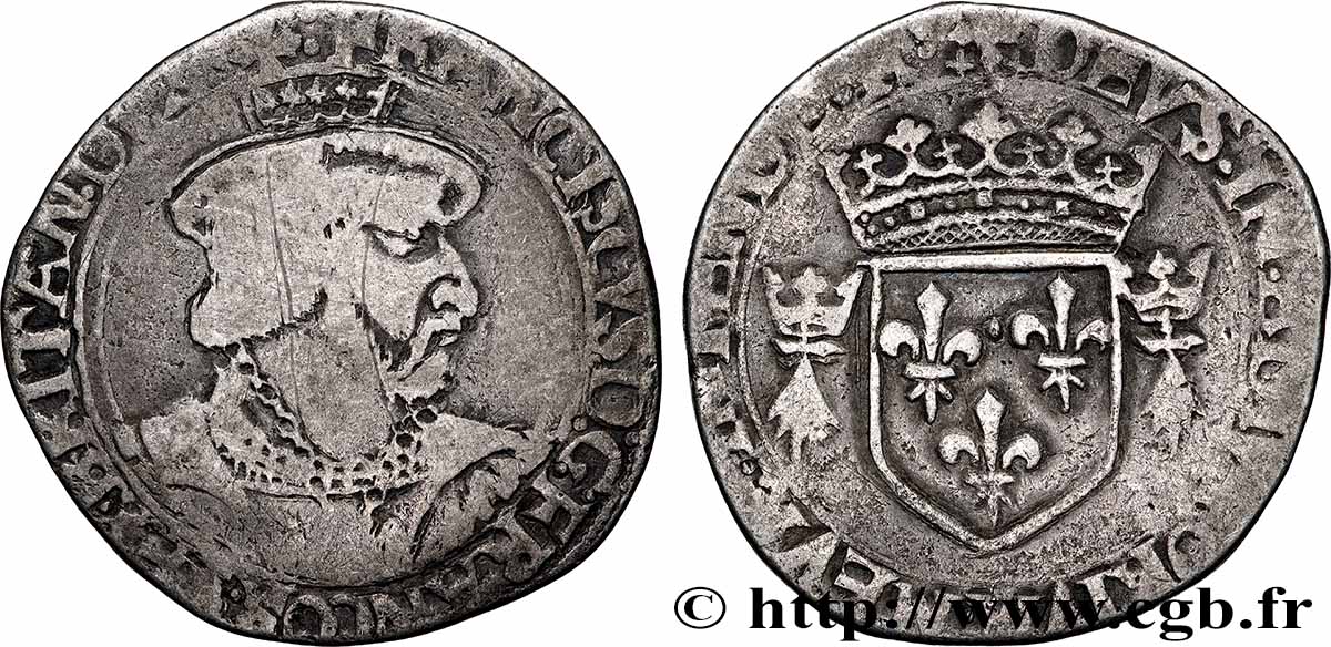 FRANCOIS I Teston de Bretagne, 4e type s.m. Rennes S