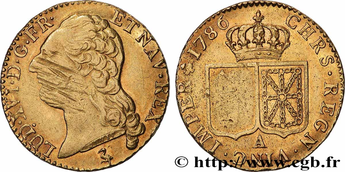 LOUIS XVI Louis d&nbsp;or aux écus accolés 1786 Paris XF/AU