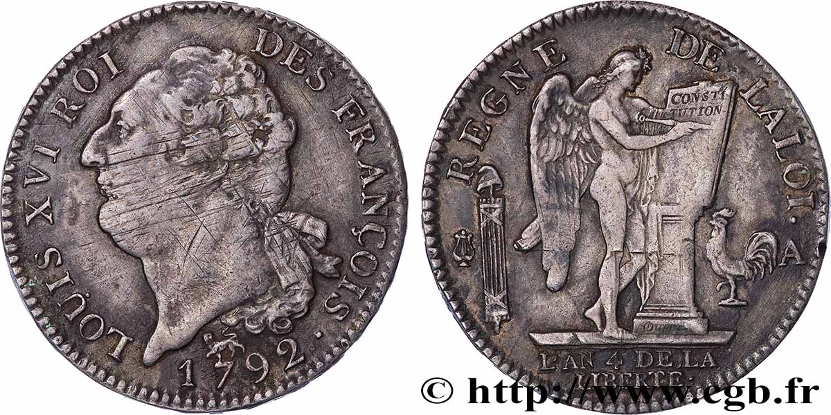 LOUIS XVI Écu au génie 1792 Paris XF/AU