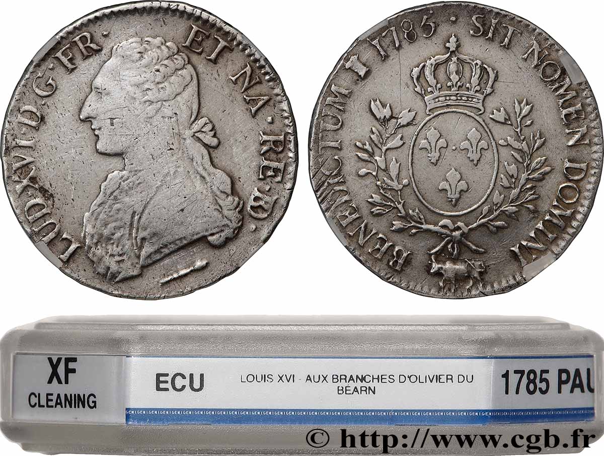 LOUIS XVI Écu aux branches d&nbsp;olivier 1785 Pau XF