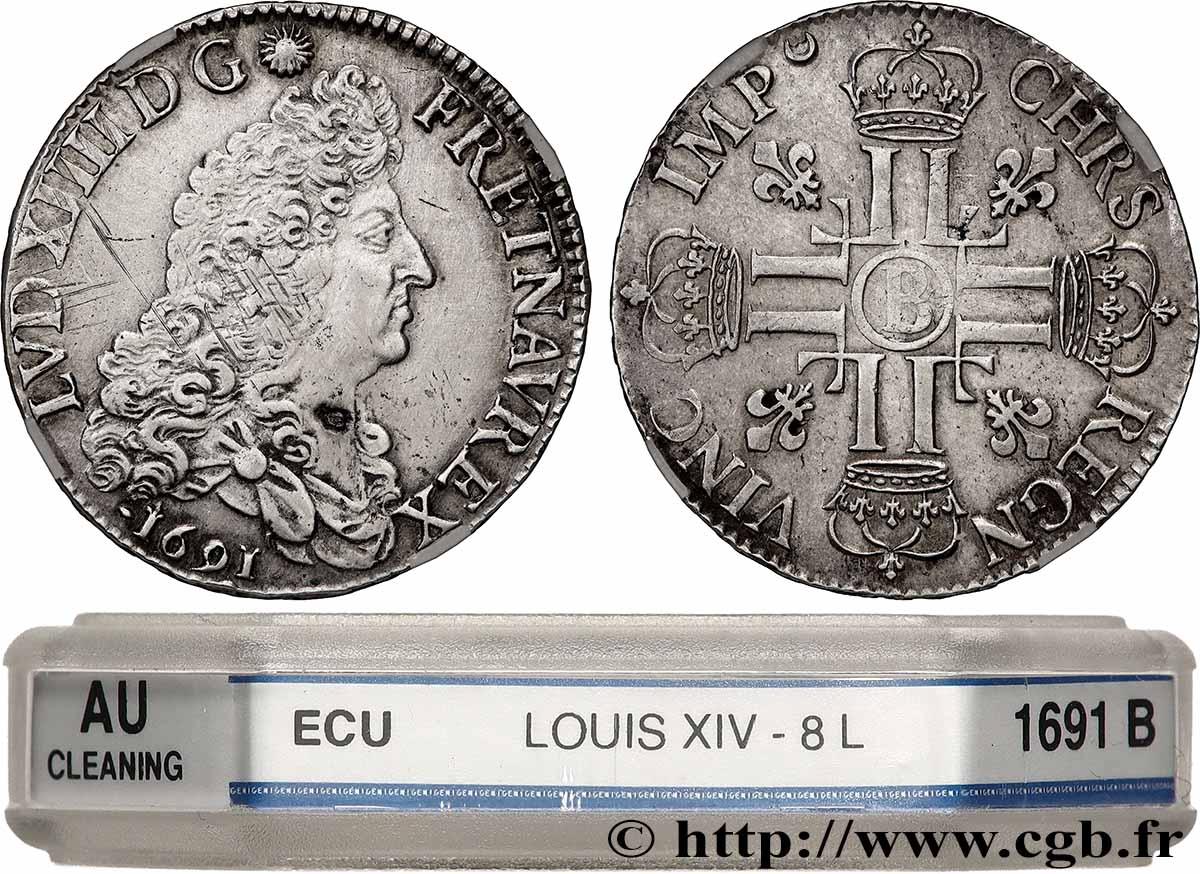 LOUIS XIV LE GRAND OU LE ROI SOLEIL Écu aux huit L, 1er type 1691 Rouen SUP