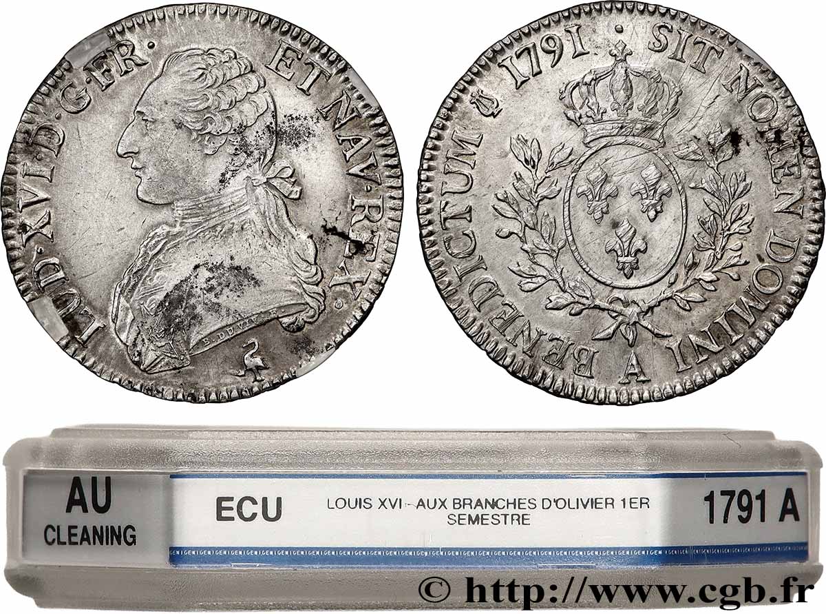 LOUIS XVI Écu aux branches d&nbsp;olivier 1791 Paris SUP