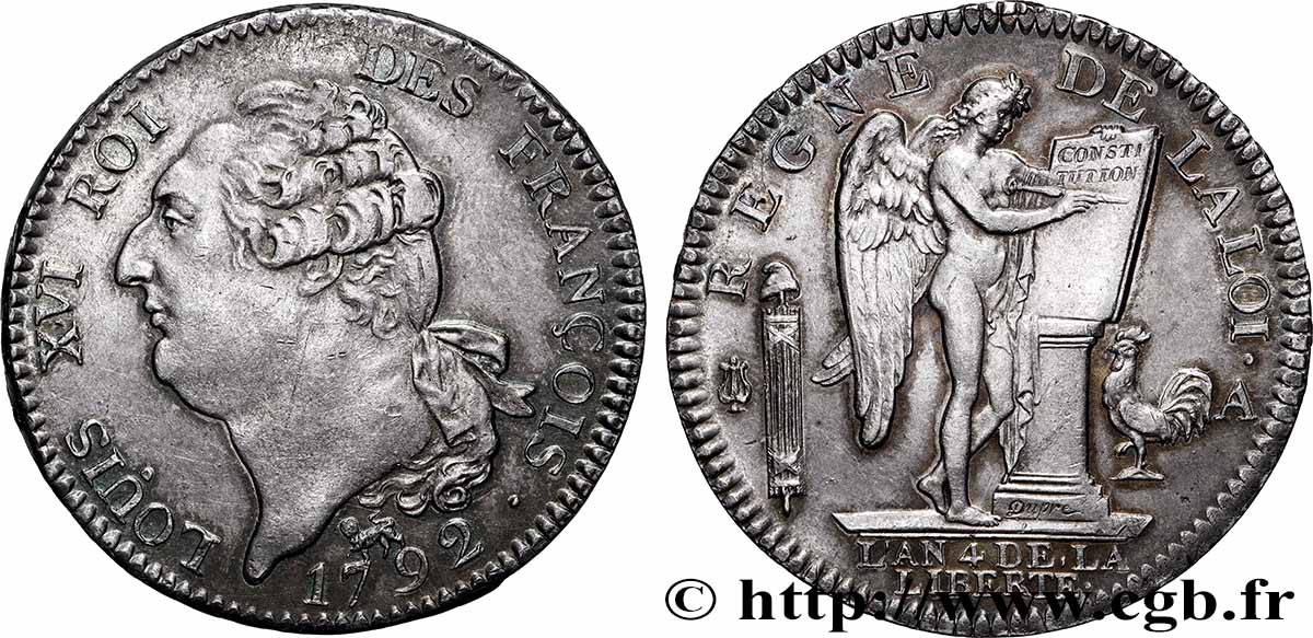 LOUIS XVI Écu au génie 1792 Paris VZ/fST