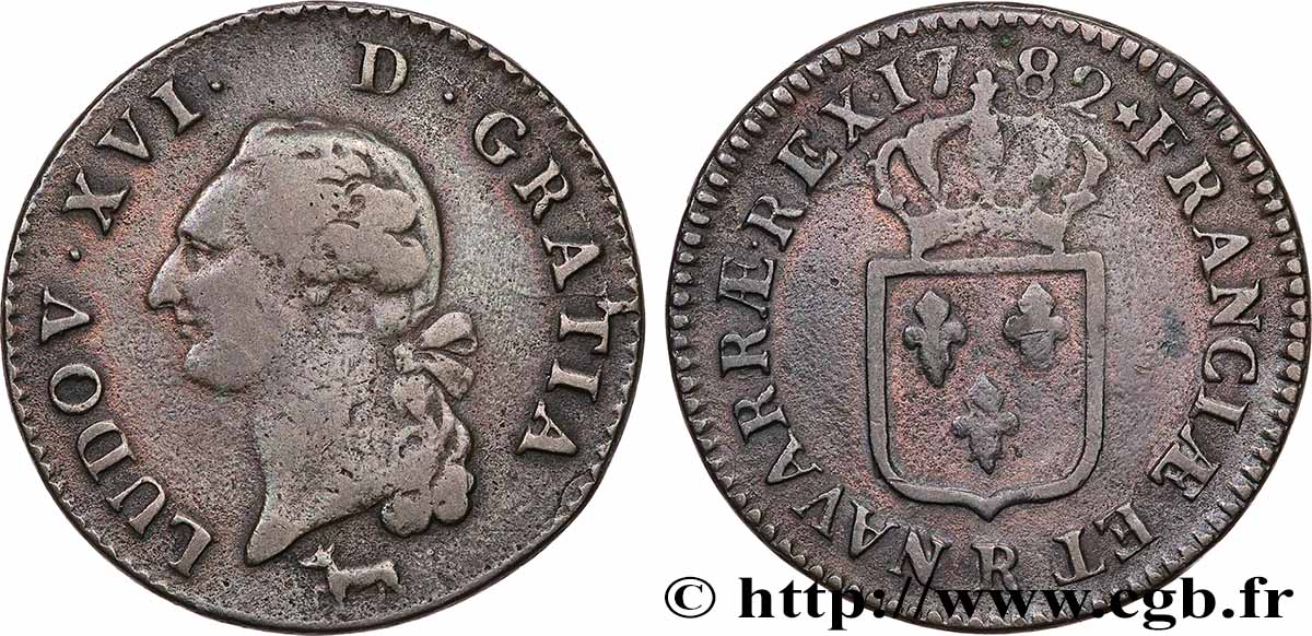 LOUIS XVI Sol dit &nbsp;à l&nbsp;écu&nbsp; 1782 Orléans q.BB