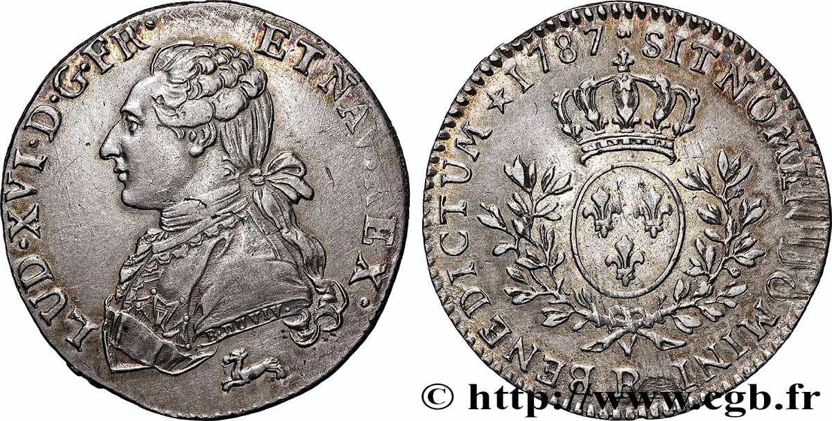 LOUIS XVI Cinquième d&nbsp;écu aux branches d&nbsp;olivier 1787 Orléans AU/AU