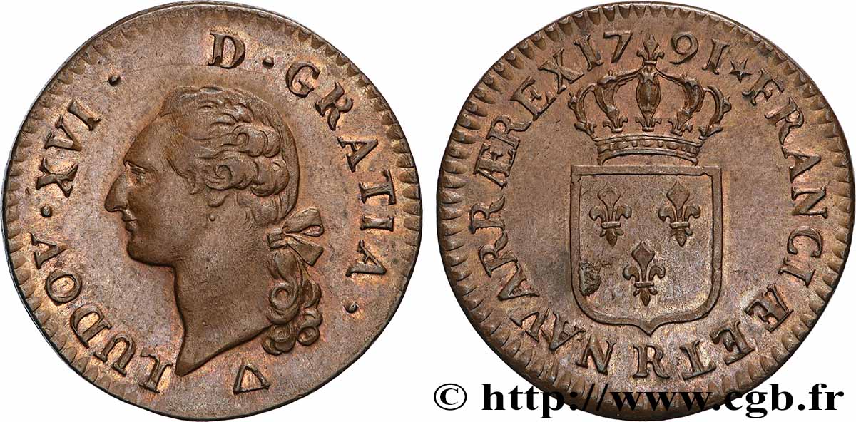 LOUIS XVI Sol dit &nbsp;à l&nbsp;écu&nbsp; 1791 Orléans SPL