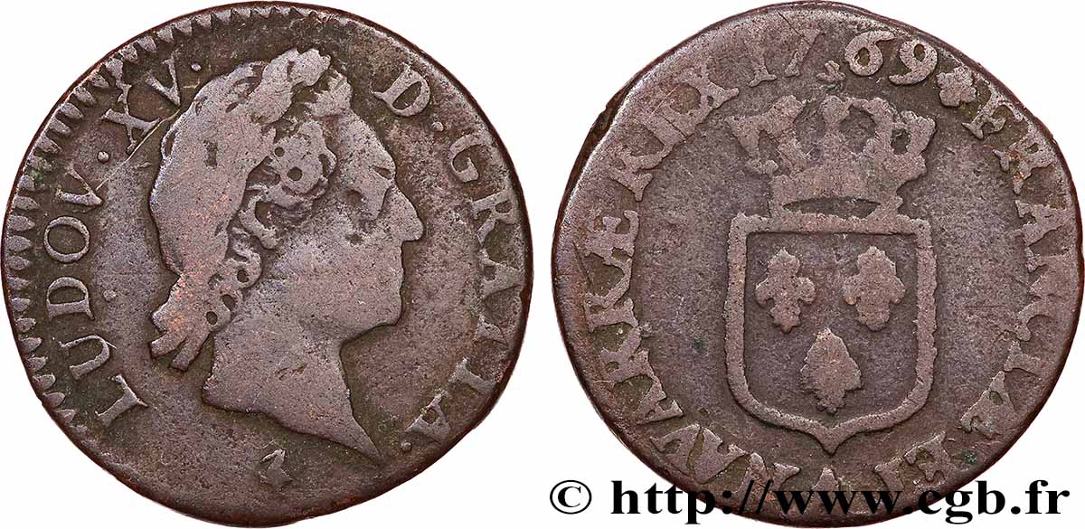 LOUIS XV &nbsp;THE WELL-BELOVED&nbsp; Demi-sol dit &nbsp;à la vieille tête&nbsp; 1769 Paris fSS/SS