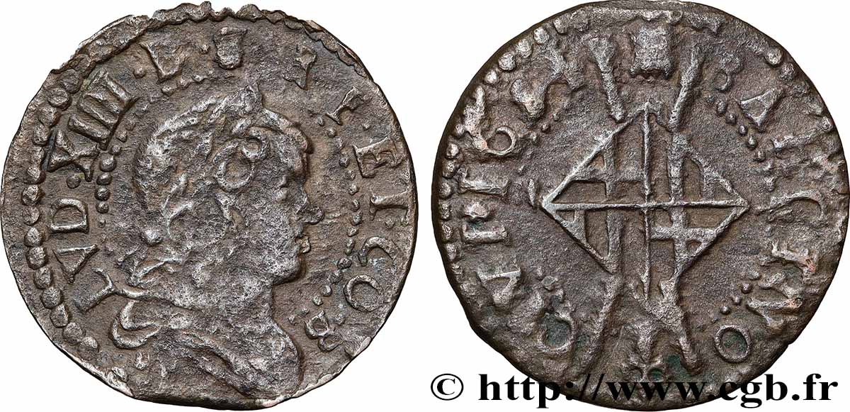 ESPAGNE - COMTÉ DE BARCELONE - LOUIS XIV LE GRAND OU LE ROI SOLEIL Sizain, 2e type 1651 Barcelone B+