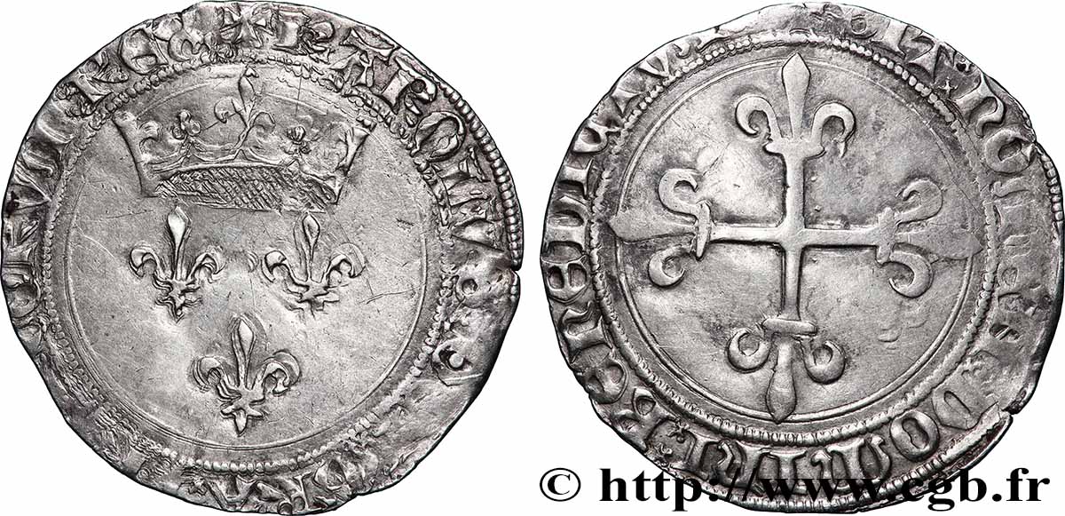 CHARLES VII &nbsp;THE WELL SERVED&nbsp; Gros de roi dit de &nbsp;Jacques Cœur&nbsp; s.m. Lyon MBC