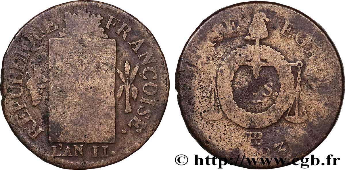 NATIONALKONVENT 1 sol dit &nbsp;à la table de loi&nbsp; 1793 Besançon S