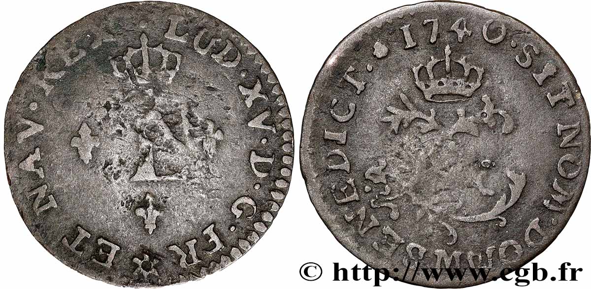 LOUIS XV THE BELOVED Sol de billon 1740 Toulouse VF