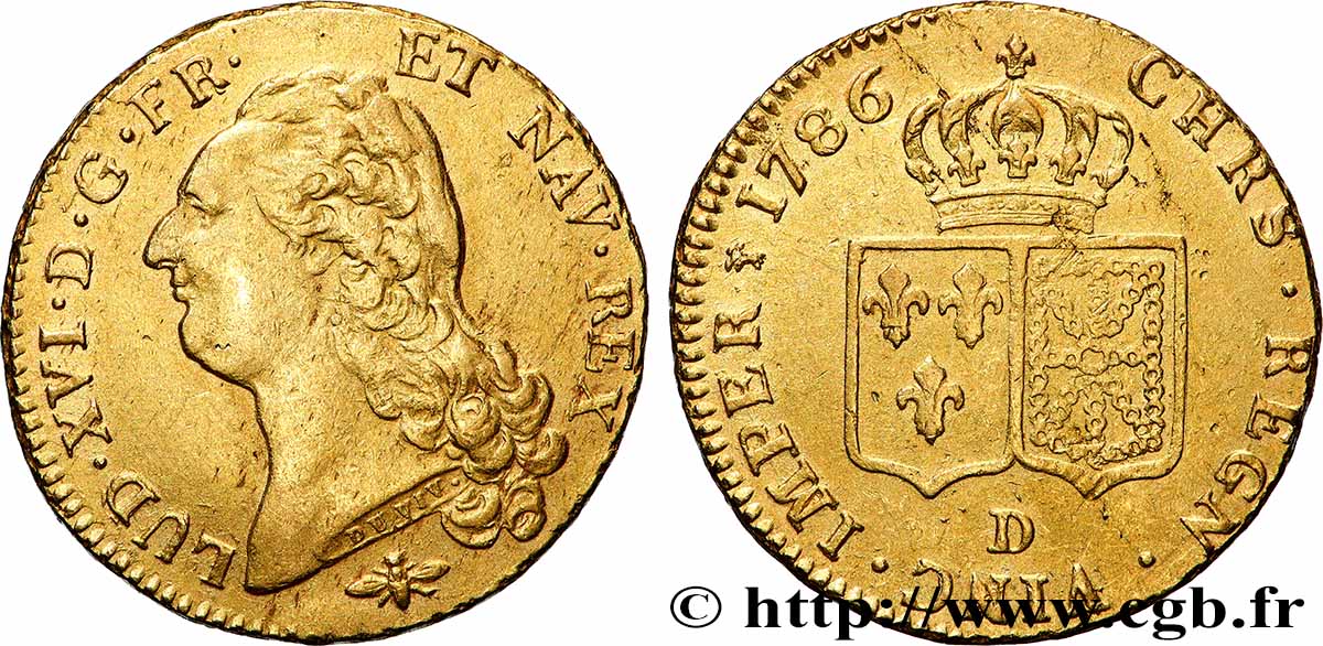 LOUIS XVI Double louis d’or aux écus accolés 1786 Lyon TTB