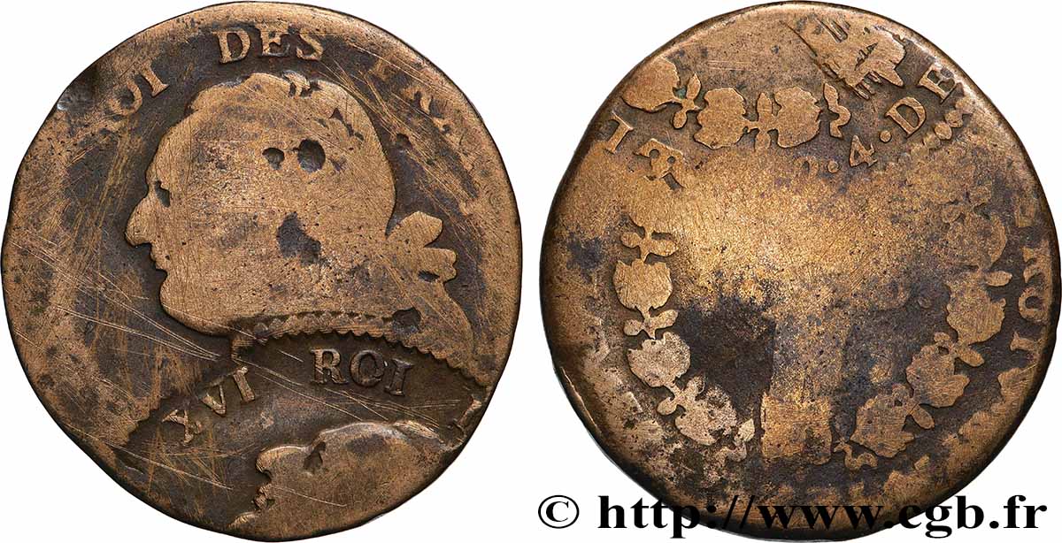 LOUIS XVI (MONARQUE CONSTITUTIONNEL)  12 deniers dit &nbsp;au faisceau&nbsp;, type FRANCOIS 1792 Toulouse B