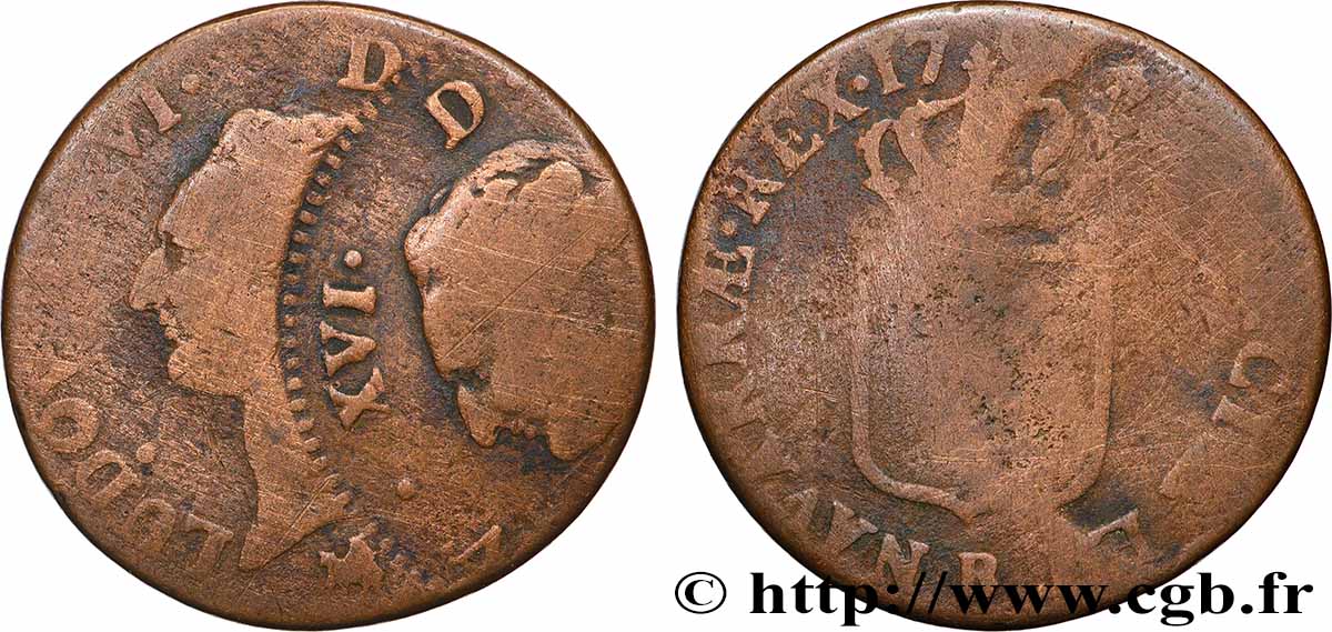 LOUIS XVI Sol dit &nbsp;à l&nbsp;écu&nbsp; s.m. Rouen RC