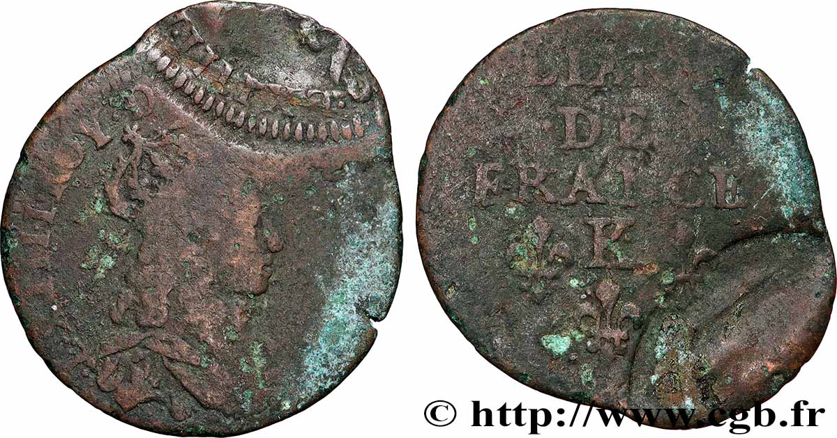 LOUIS XIV LE GRAND OU LE ROI SOLEIL Liard de cuivre s.m. Bordeaux B/B+