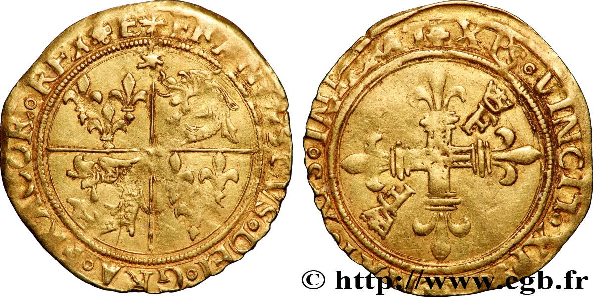 FRANCOIS I Écu d&nbsp;or au soleil du Dauphiné, 2e type n.d. Grenoble fSS