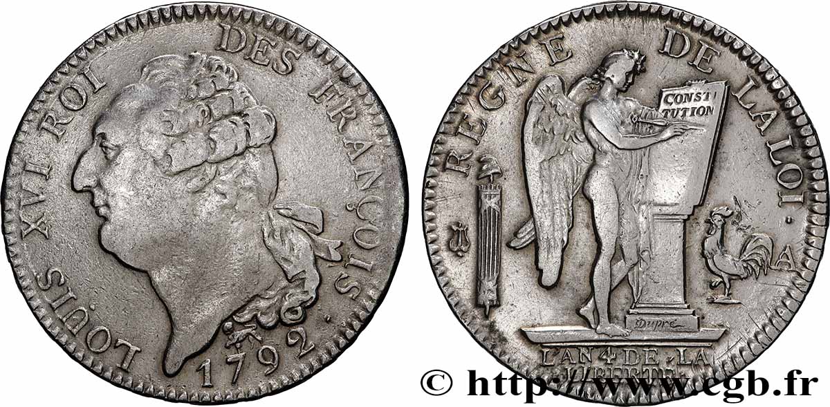 LOUIS XVI Écu au génie 1792 Paris MBC/MBC+