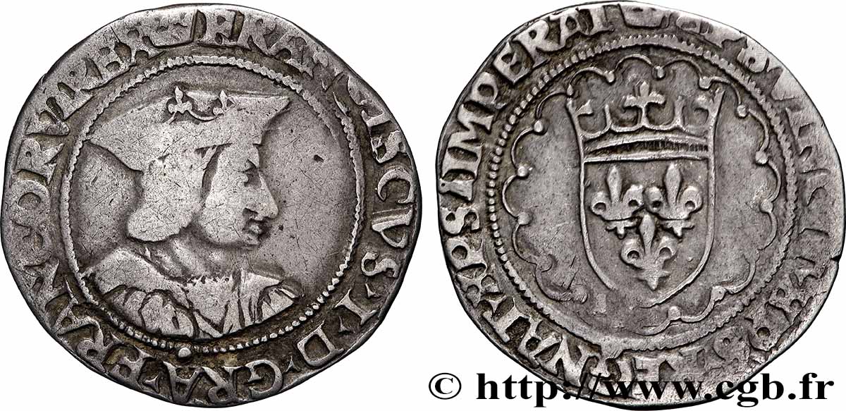 FRANCOIS I Demi-teston, 3e type s.m. Rouen MB/q.BB
