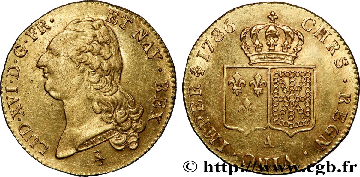 LOUIS XVI Double louis d’or aux écus accolés 1786 Paris TTB+