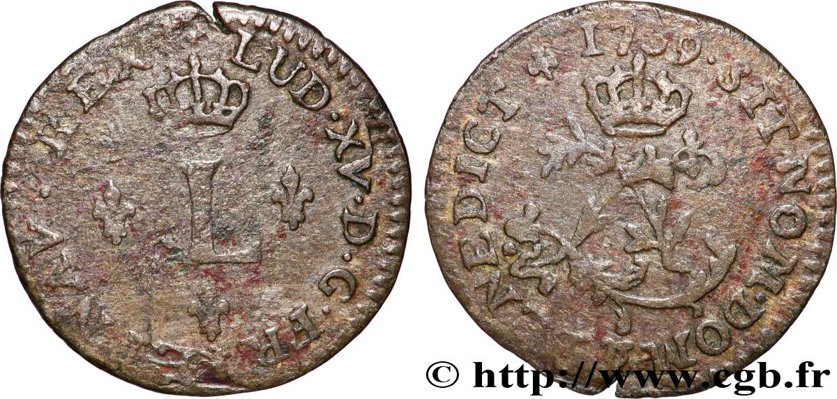 LOUIS XV DIT LE BIEN AIMÉ Sol de billon 1739 Besançon TB+