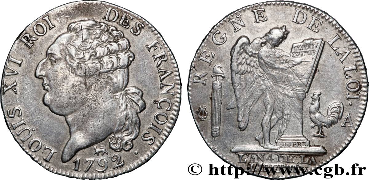 LOUIS XVI (MONARQUE CONSTITUTIONNEL)  Demi-écu dit &nbsp;au génie&nbsp;, type FRANÇOIS 1792 Paris TTB+