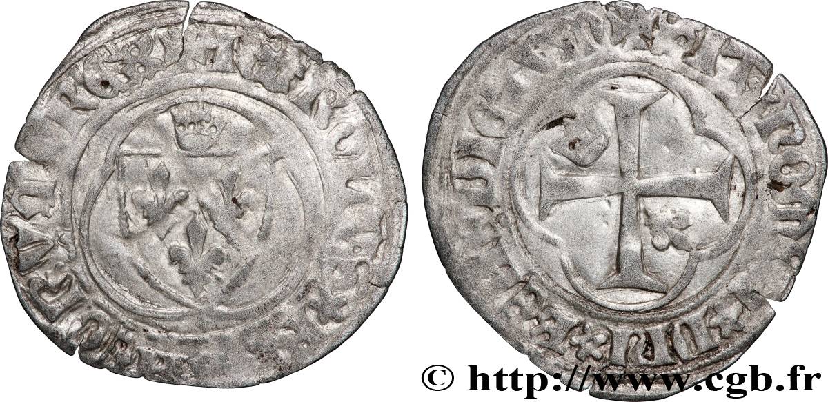 CHARLES VII LE VICTORIEUX Petit blanc à la couronne s.m. Rouen TB+