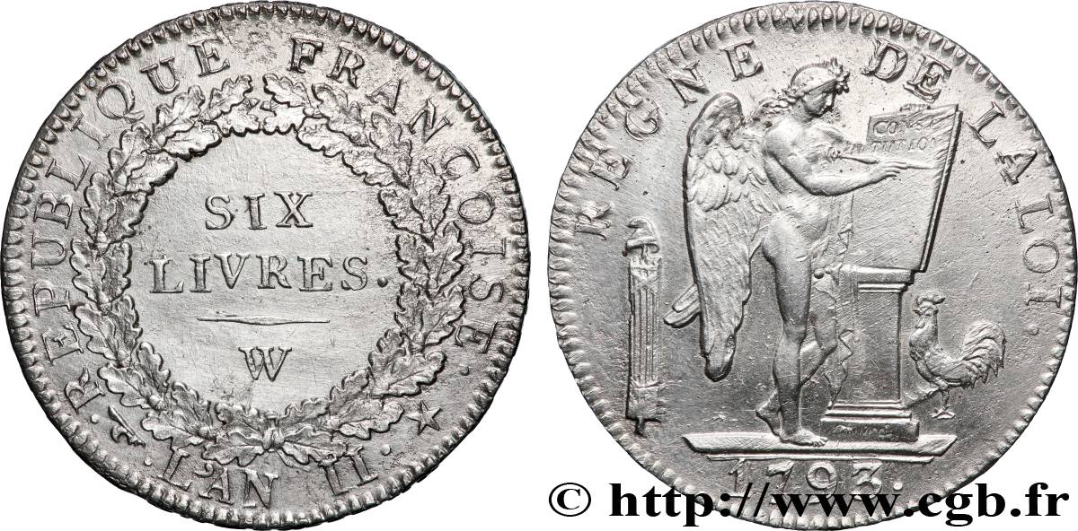 NATIONALKONVENT Six livres dit &nbsp;au génie&nbsp; 1793 Lille fVZ