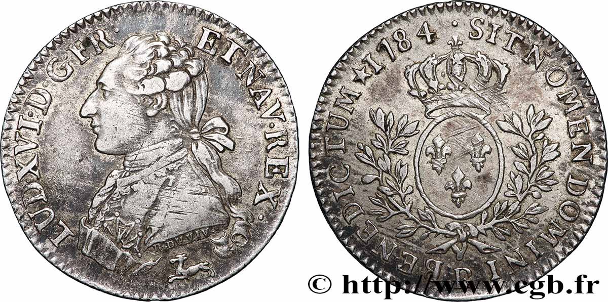 LOUIS XVI Cinquième d&nbsp;écu aux branches d&nbsp;olivier 1784 Orléans TTB/TTB+