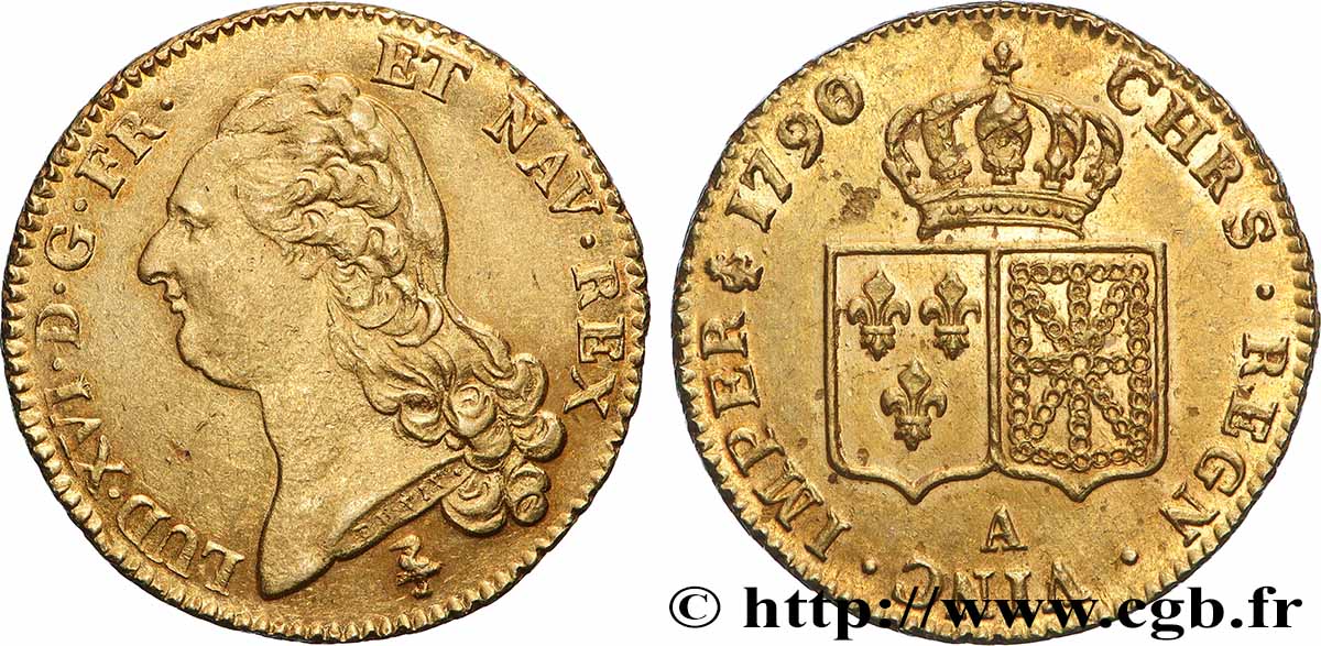LOUIS XVI Double louis d’or aux écus accolés 1790 Paris SUP