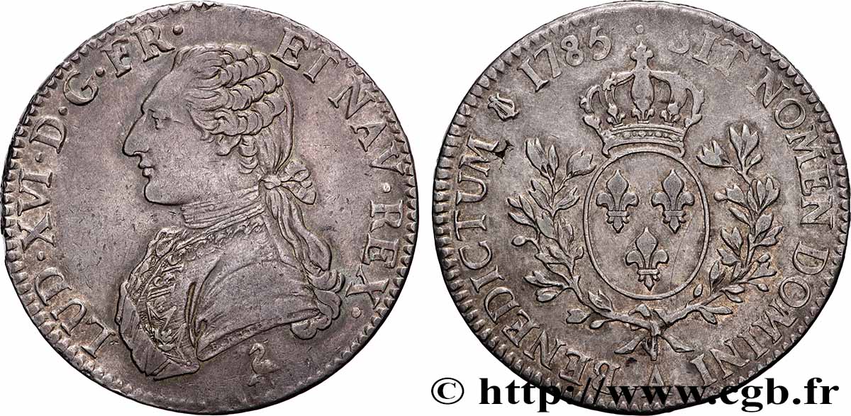 LOUIS XVI Écu aux branches d&nbsp;olivier 1785 Paris MBC/MBC+