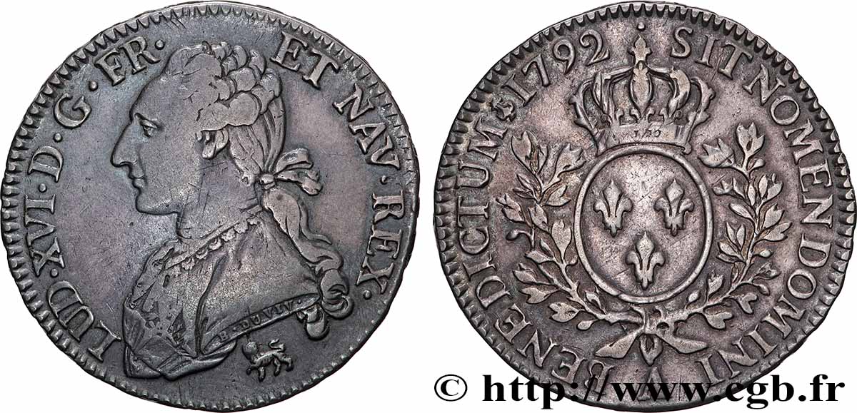 LOUIS XVI Demi-écu aux branches d&nbsp;olivier 1792 Paris S/SS