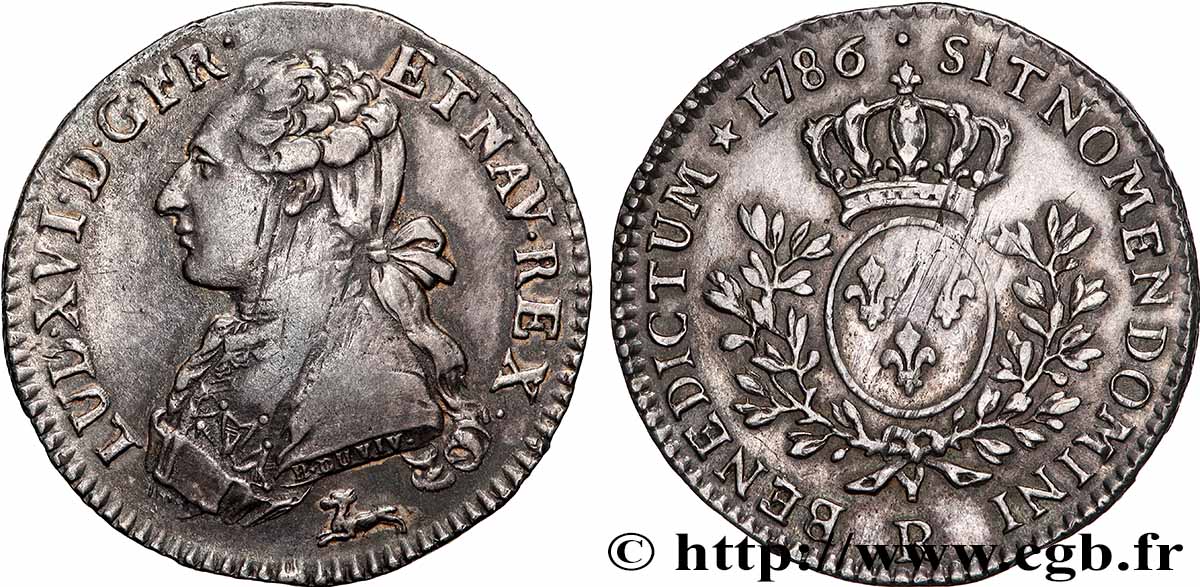 LOUIS XVI Cinquième d&nbsp;écu aux branches d&nbsp;olivier 1786 Orléans TB+/TTB+