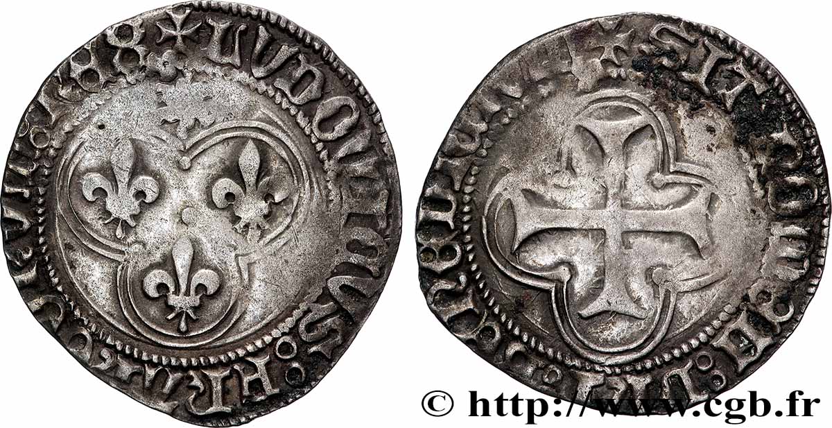 LOUIS XI LE PRUDENT Blanc au soleil 2/11/1475 Lyon TB+/TTB